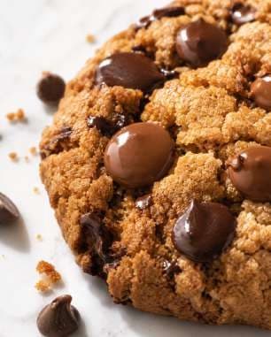 AI render: close-up of a cookie with melted chocolate chunks